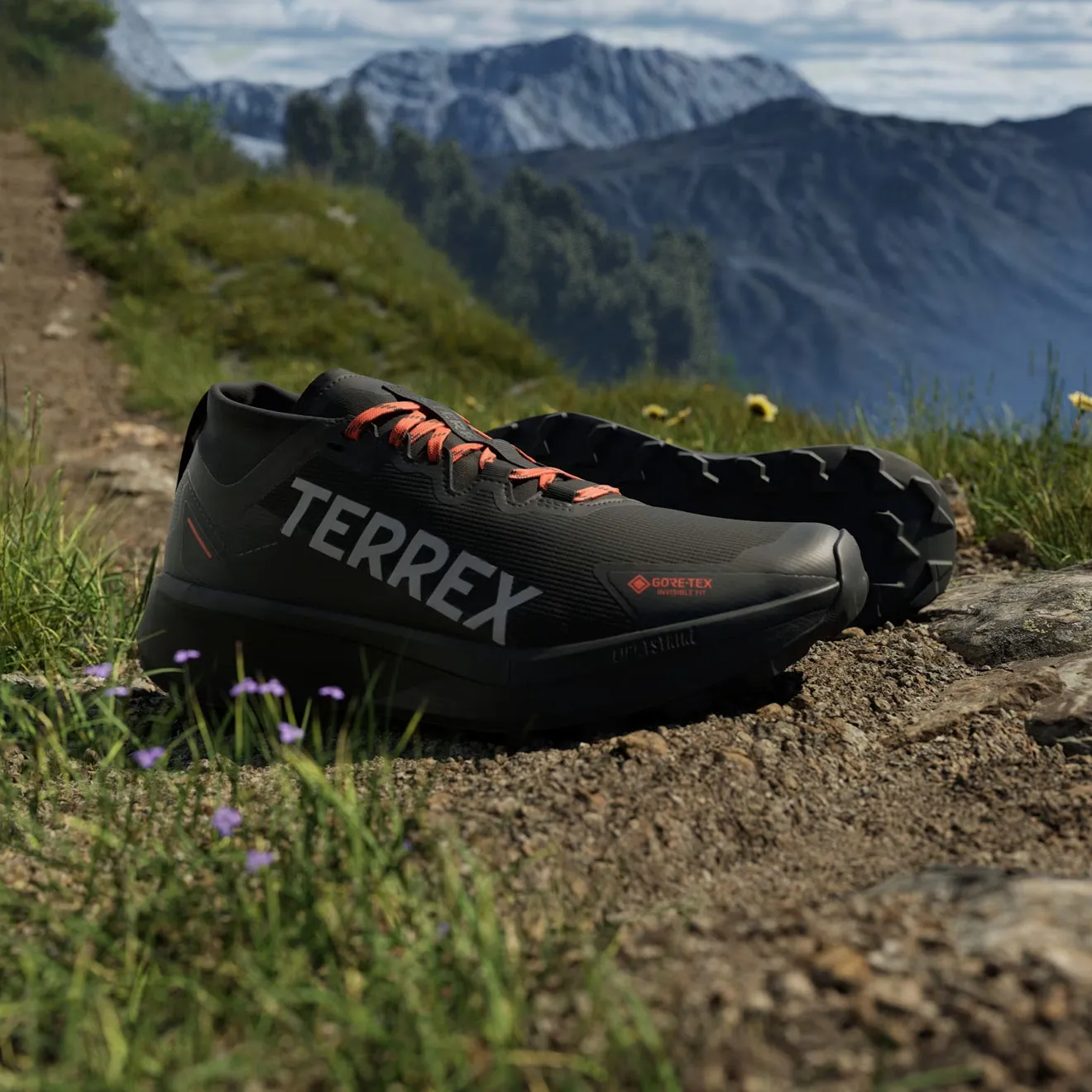 Adidas Terrex Agravic GTX Trail Running Shoe Core Black / Grey / Semi Impact Orange