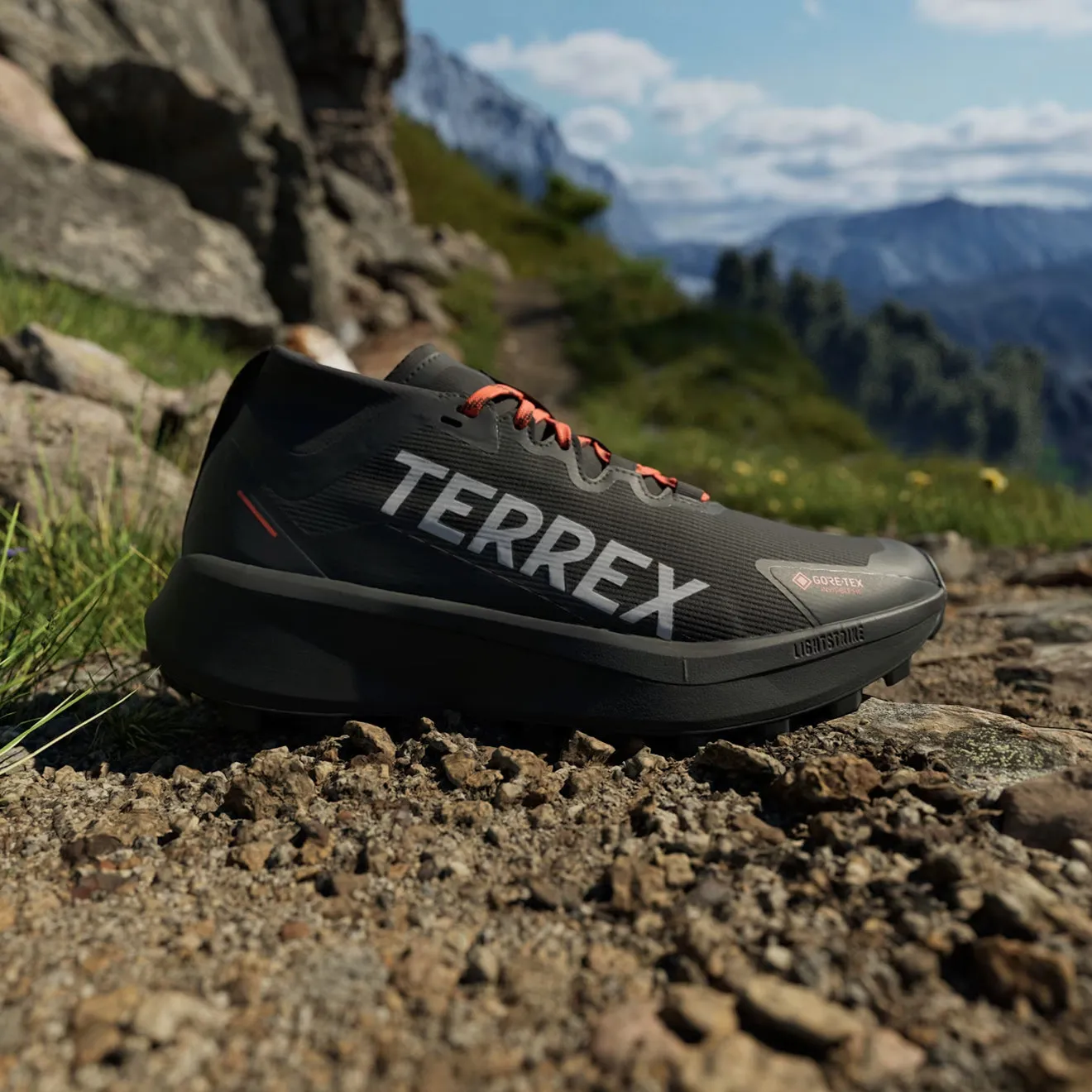 Adidas Terrex Agravic GTX Trail Running Shoe Core Black / Grey / Semi Impact Orange