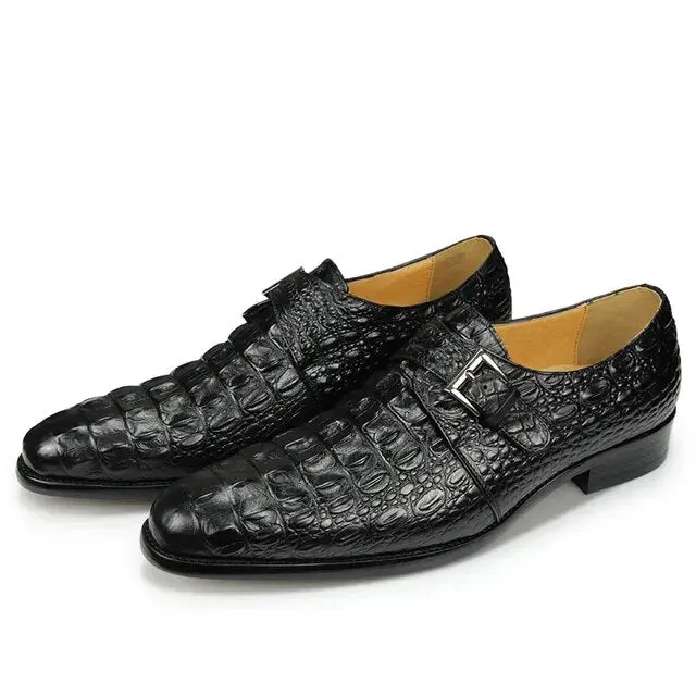 Classic Genuine Leather Shoes Crocodile Pattern Brogues Shoes