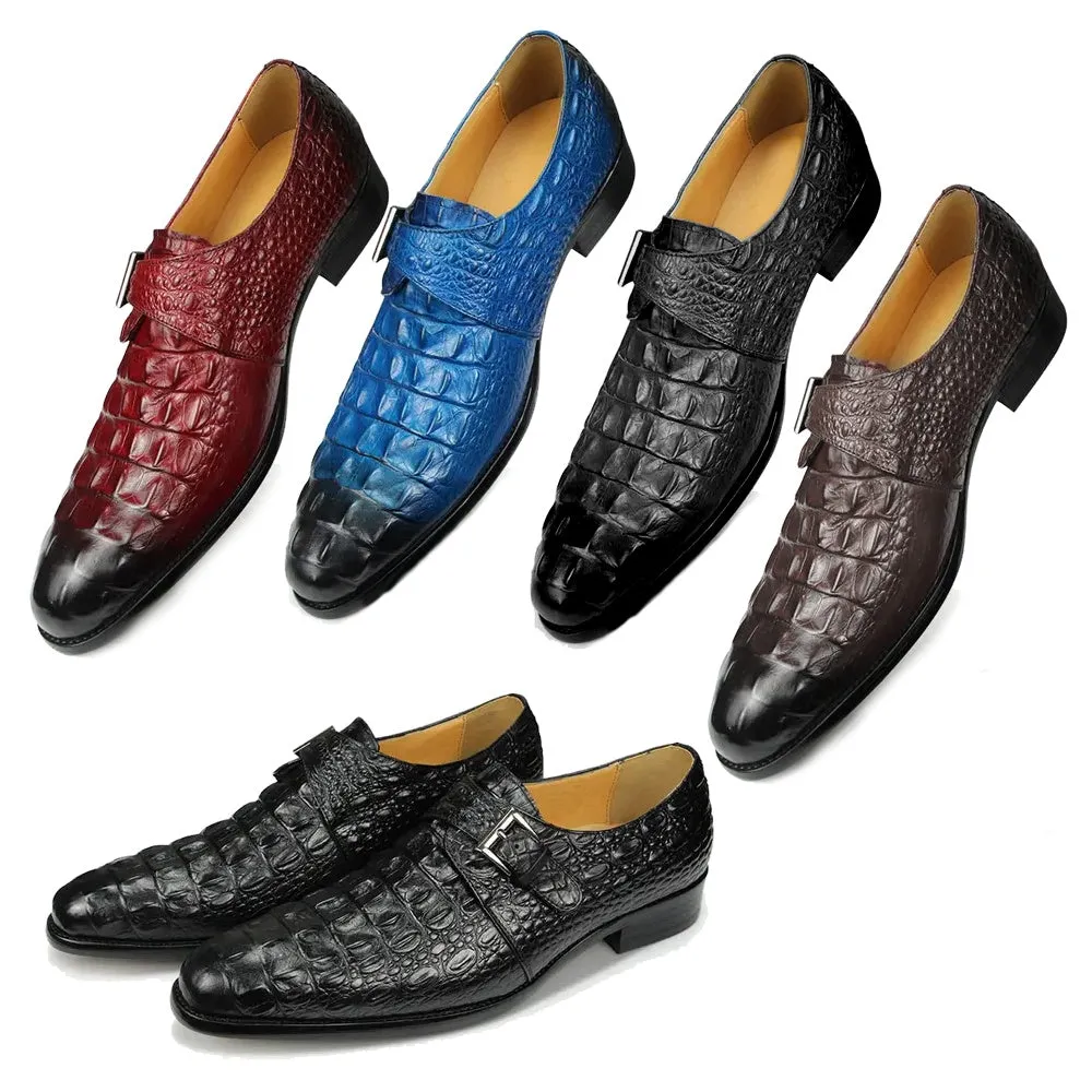 Classic Genuine Leather Shoes Crocodile Pattern Brogues Shoes