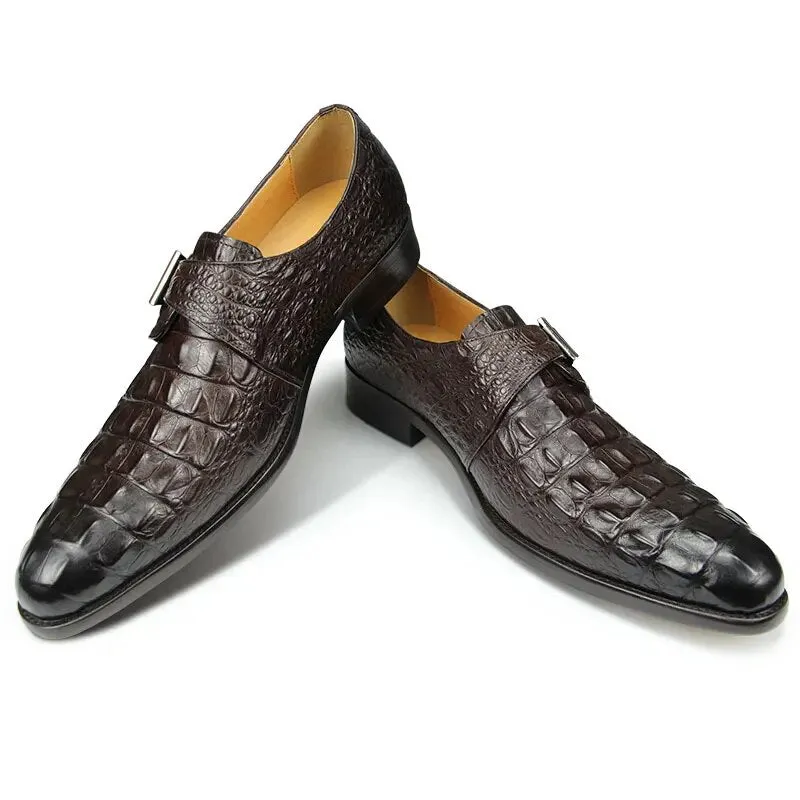 Classic Genuine Leather Shoes Crocodile Pattern Brogues Shoes