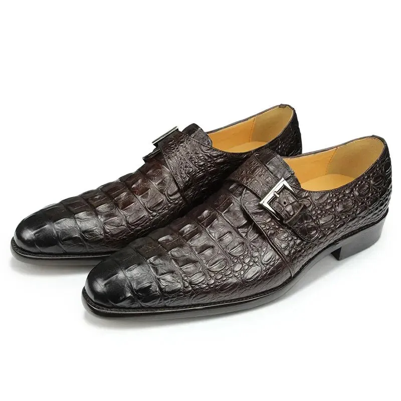 Classic Genuine Leather Shoes Crocodile Pattern Brogues Shoes