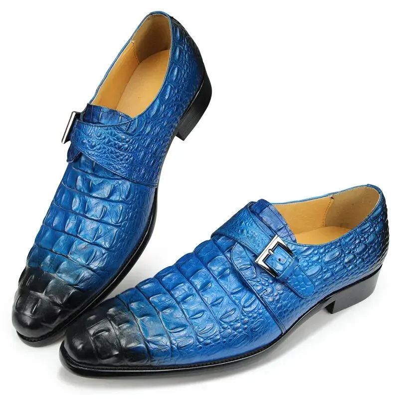 Classic Genuine Leather Shoes Crocodile Pattern Brogues Shoes