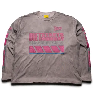 Diet Starts Monday Winners L/S Tee - Washed Grey/Pink