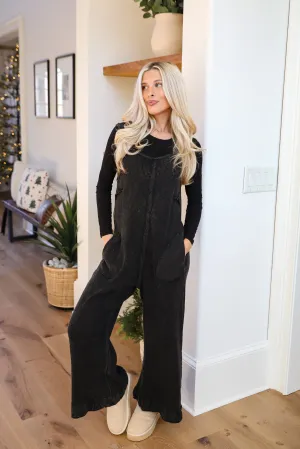 FINAL SALE - Impressively Popular Black Waffle Knit Jumpsuit