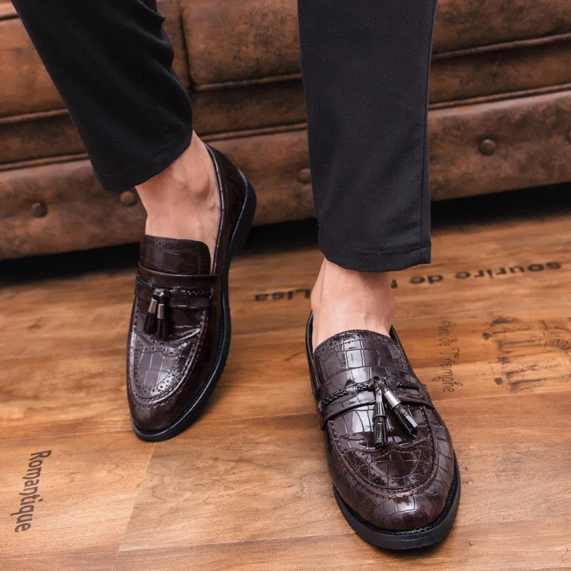Leather Pointed Toe Soft Sole Tassel Casual Business Men Dress Shoes