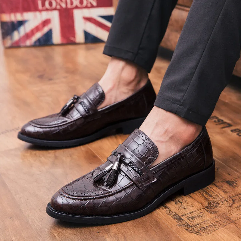 Leather Pointed Toe Soft Sole Tassel Casual Business Men Dress Shoes