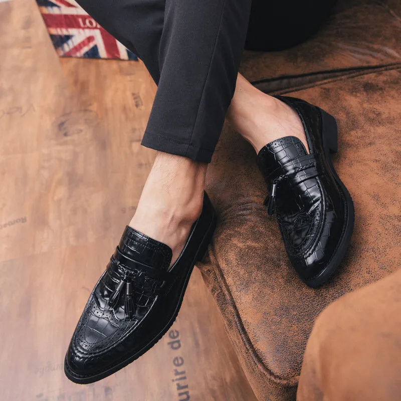 Leather Pointed Toe Soft Sole Tassel Casual Business Men Dress Shoes
