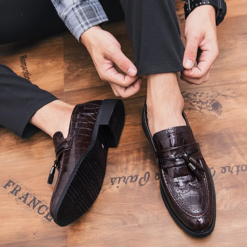 Leather Pointed Toe Soft Sole Tassel Casual Business Men Dress Shoes