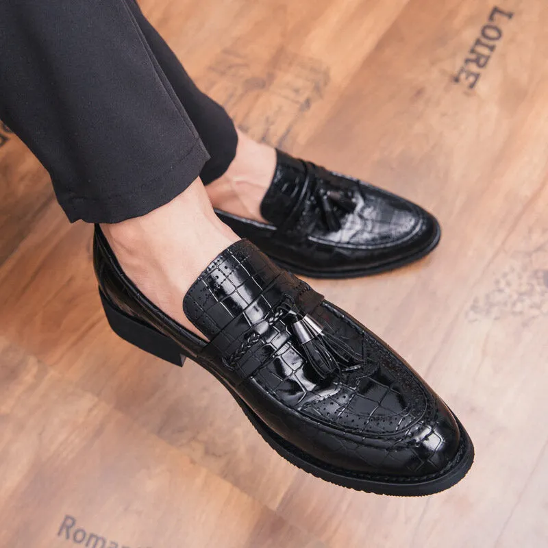 Leather Pointed Toe Soft Sole Tassel Casual Business Men Dress Shoes