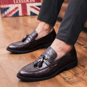 Leather Pointed Toe Soft Sole Tassel Casual Business Men Dress Shoes