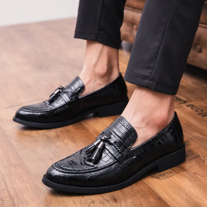 Leather Pointed Toe Soft Sole Tassel Casual Business Men Dress Shoes