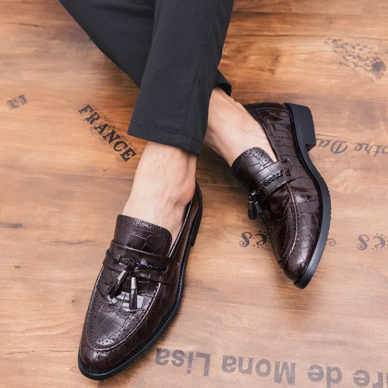 Leather Pointed Toe Soft Sole Tassel Casual Business Men Dress Shoes