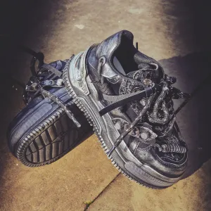 Metamorphosis Distressed Platform Trainers - Charcoal