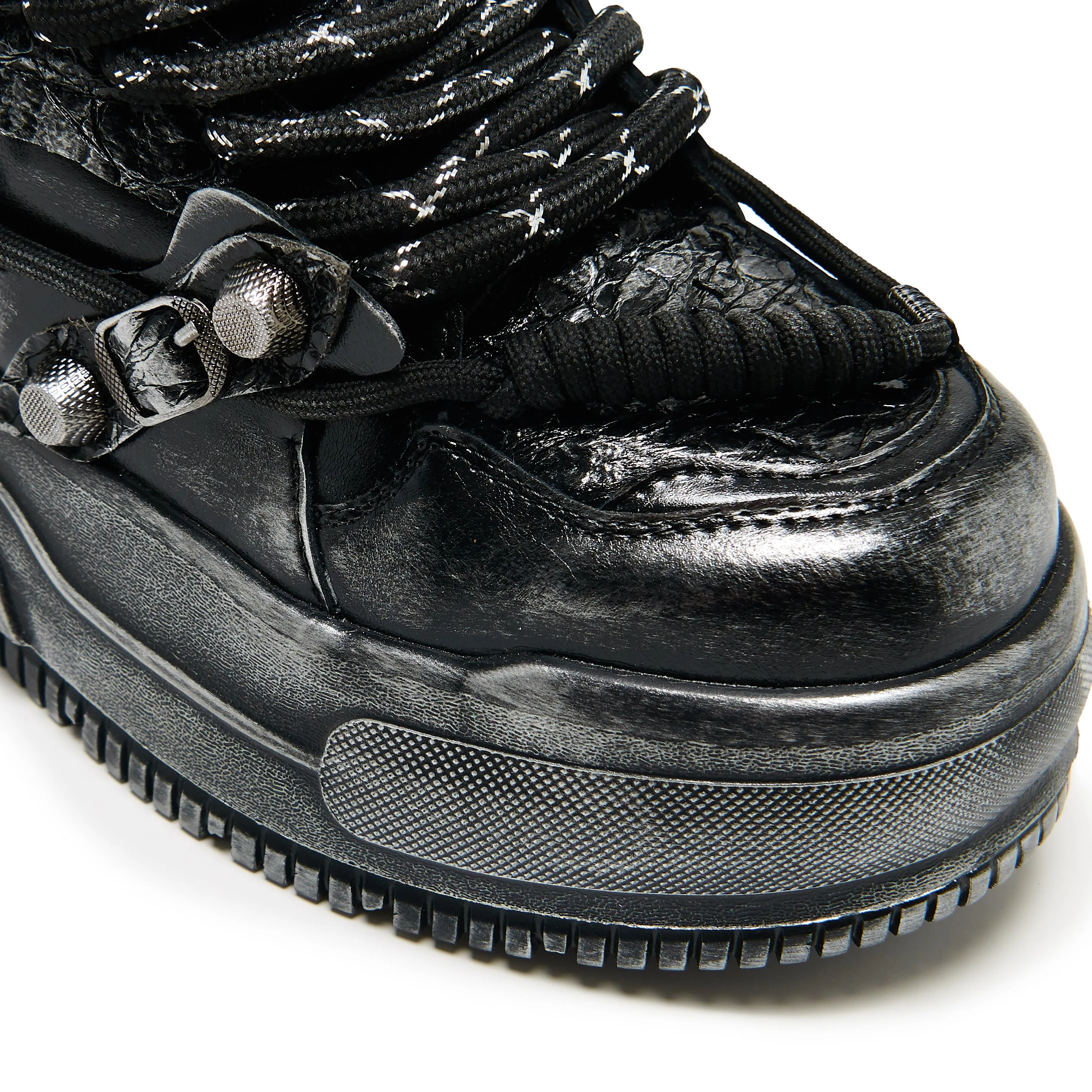 Metamorphosis Distressed Platform Trainers - Charcoal