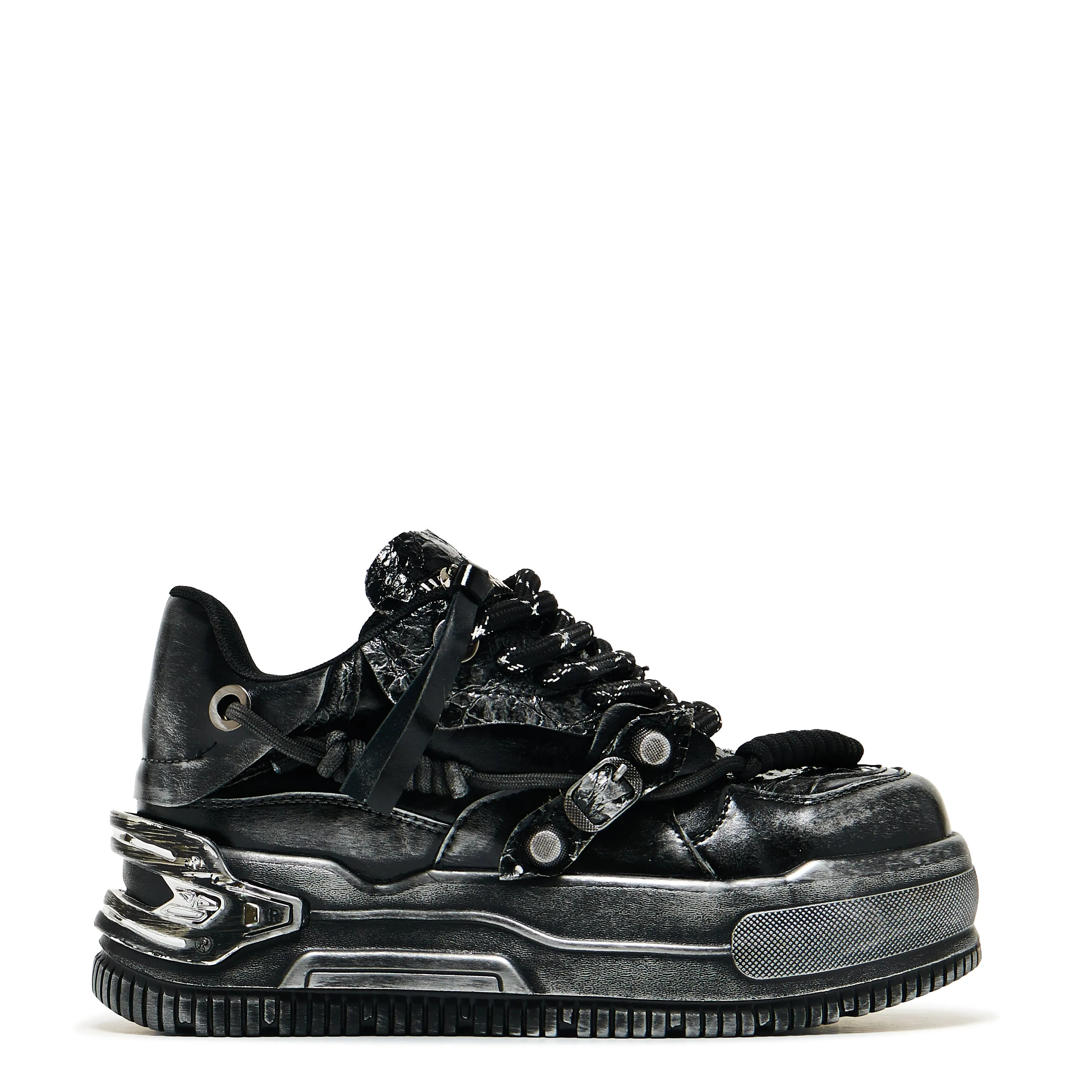 Metamorphosis Distressed Platform Trainers - Charcoal