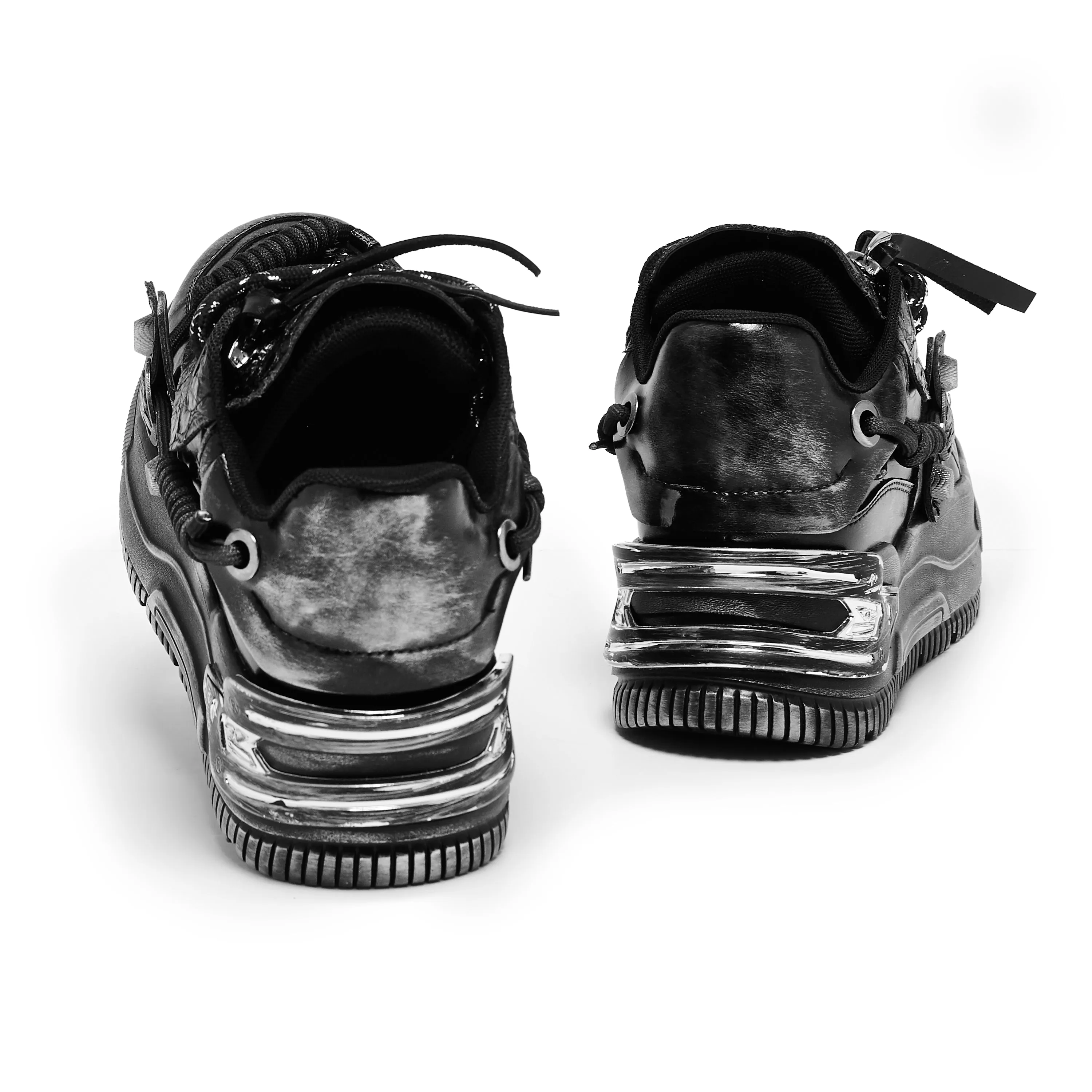 Metamorphosis Distressed Platform Trainers - Charcoal