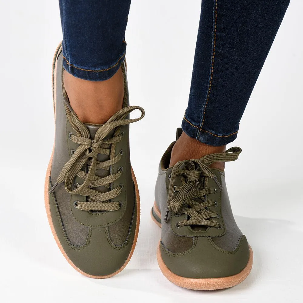 Pierre Cardin Wembi 2 Ladies Lace Up Sneaker -  Olive