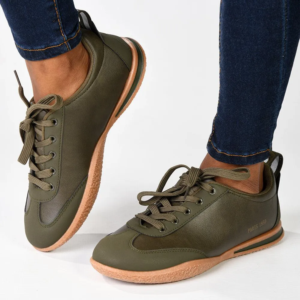 Pierre Cardin Wembi 2 Ladies Lace Up Sneaker -  Olive
