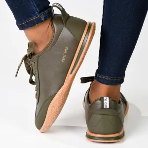 Pierre Cardin Wembi 2 Ladies Lace Up Sneaker -  Olive