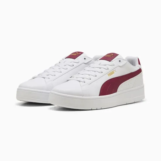 PUMA MEN'S COURT CLASSICO WHITE/RED SNEAKER SHOES