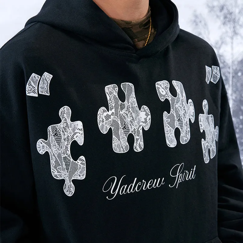 Puzzle Lace Print Hoodie