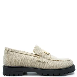 Spain Co Linen Metal Penny Chunky Loafer