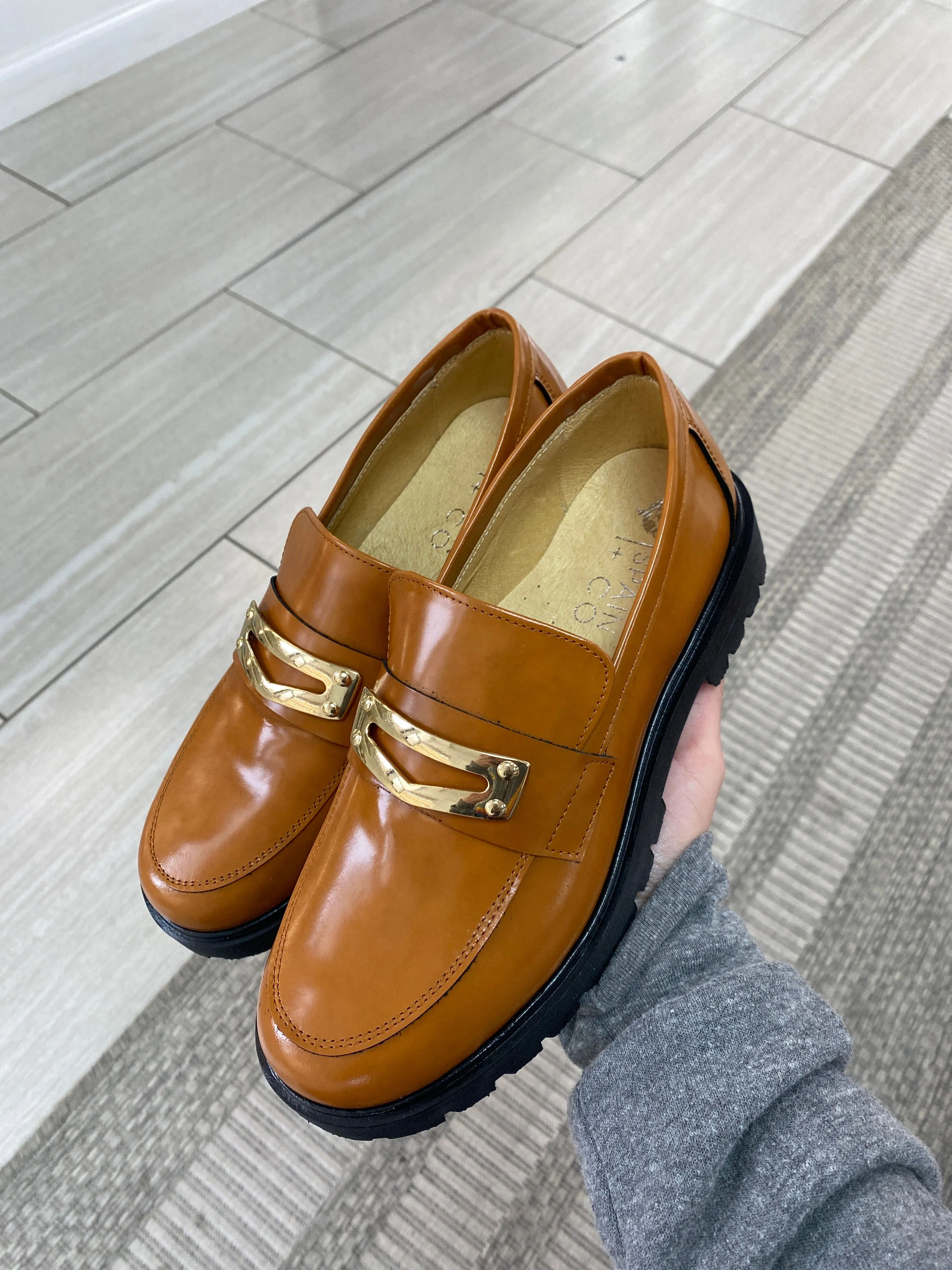 Spain Co Luggage Metal Penny Chunky Loafer