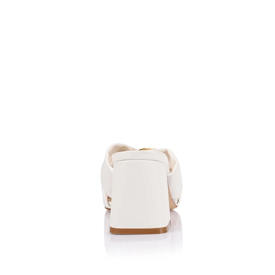 Stamos Block Heel Mules - Chalk White