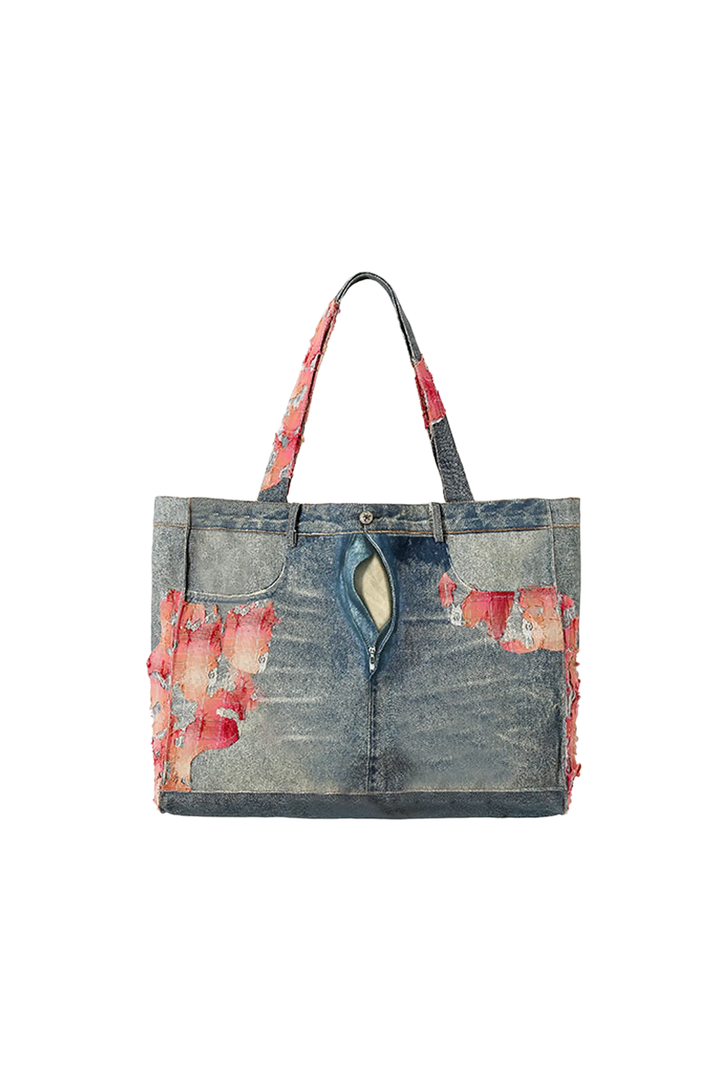Sunset Cloud Lace Denim Tote Bag