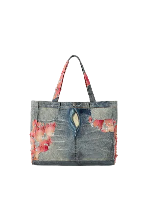Sunset Cloud Lace Denim Tote Bag