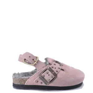 Tocoto Vintage Pink Nubok Fur Clog