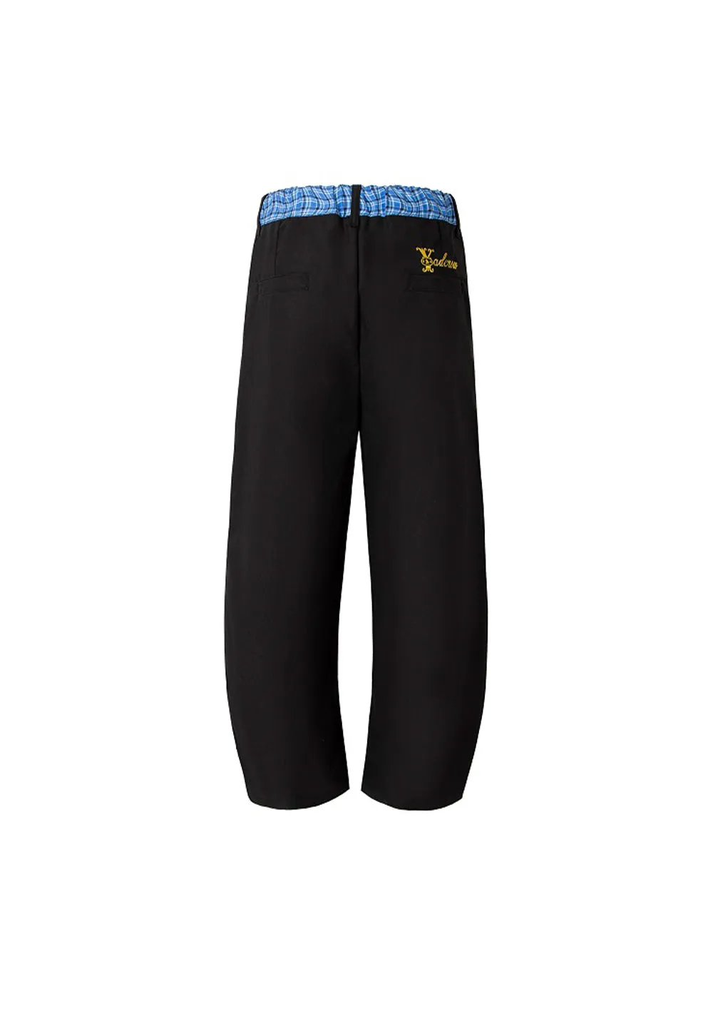 Twin Waist Twisted Plaid Scimitar Pants