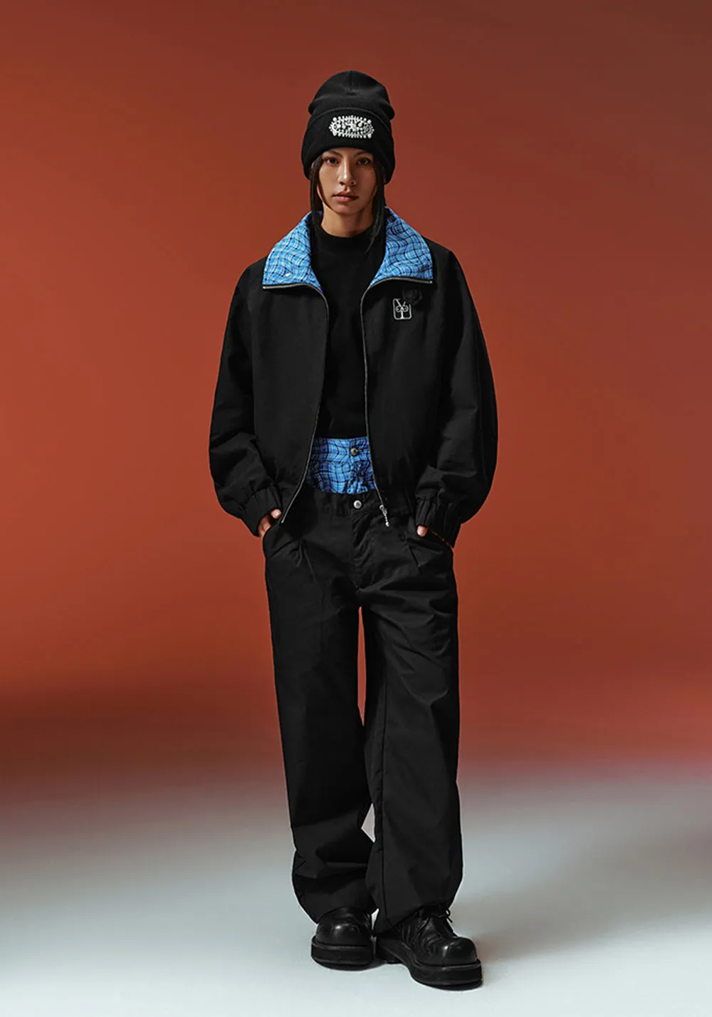 Twin Waist Twisted Plaid Scimitar Pants