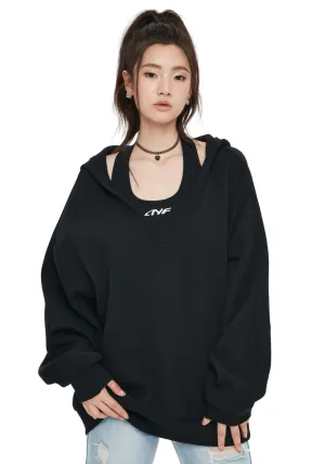 Two Piece Hooded Sporty Sweatsuit