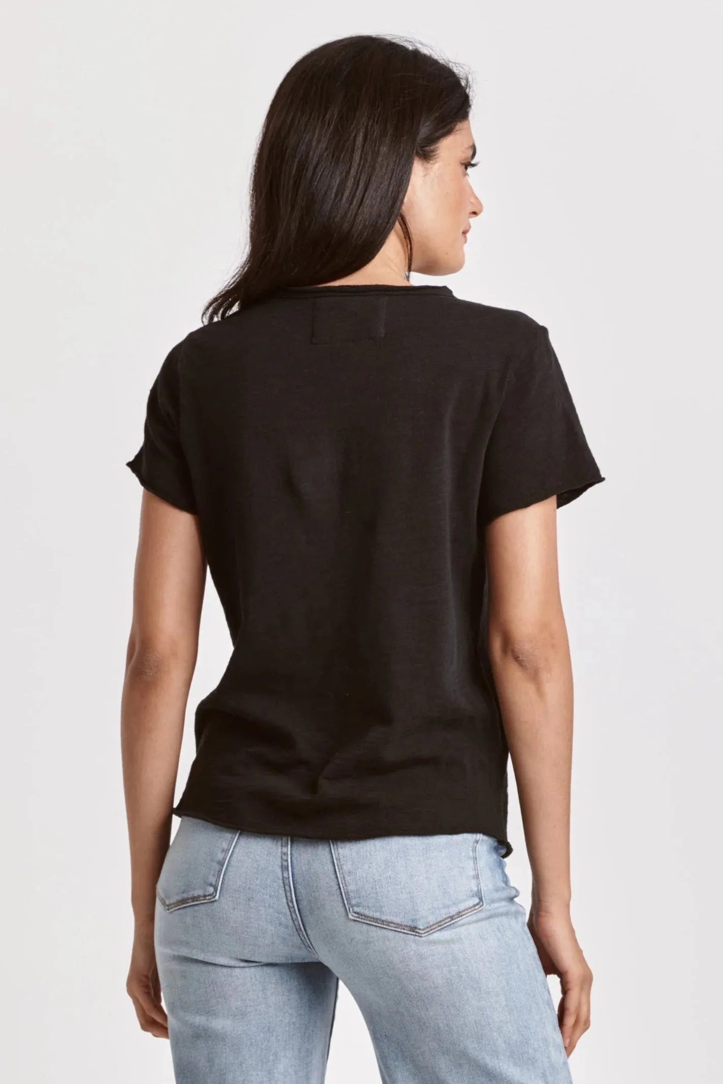 Vanya Short Sleeve Slub Tee - Black
