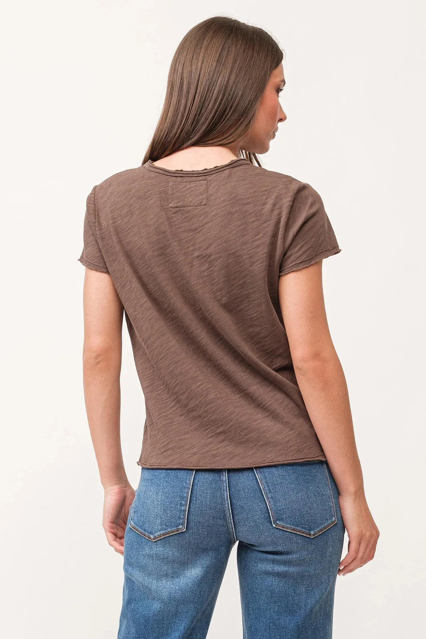 Vanya Short Sleeve Slub Tee - Dark Olive
