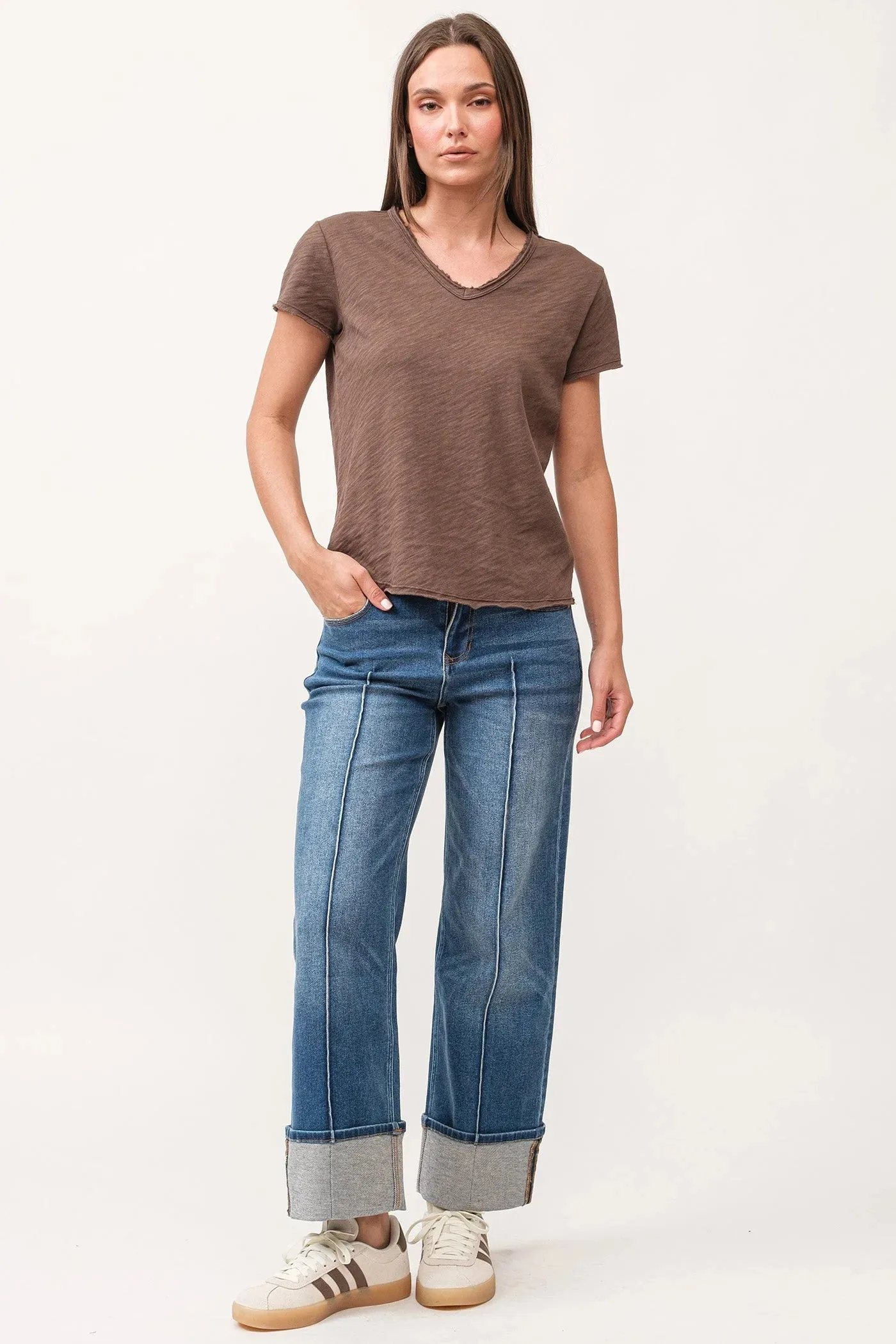 Vanya Short Sleeve Slub Tee - Dark Olive