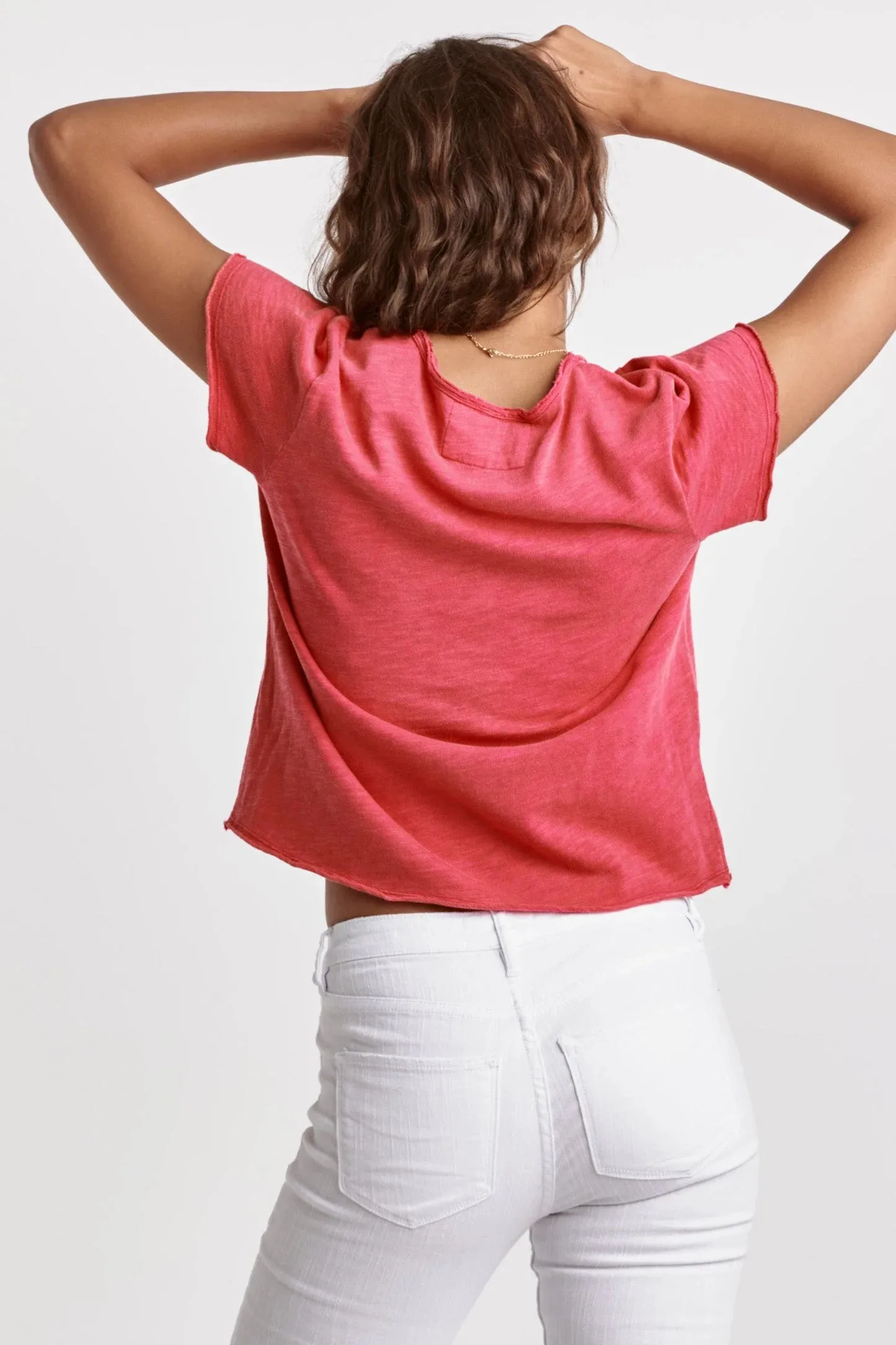 Vanya Short Sleeve Slub Tee - Magenta
