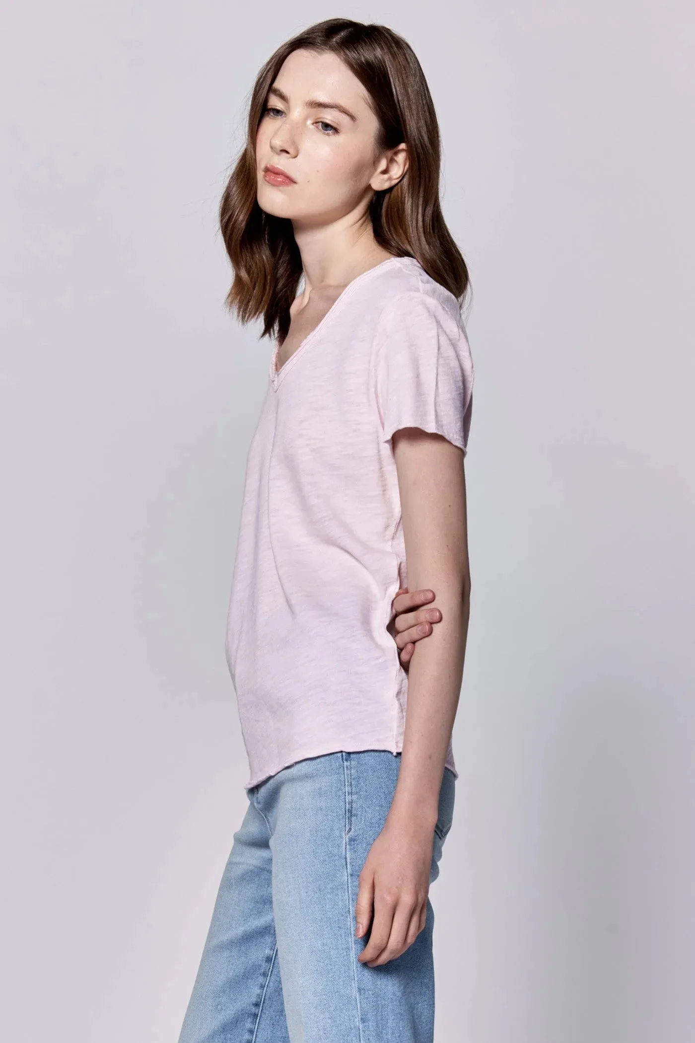 Vanya Short Sleeve Slub Tee - Pink A Boo