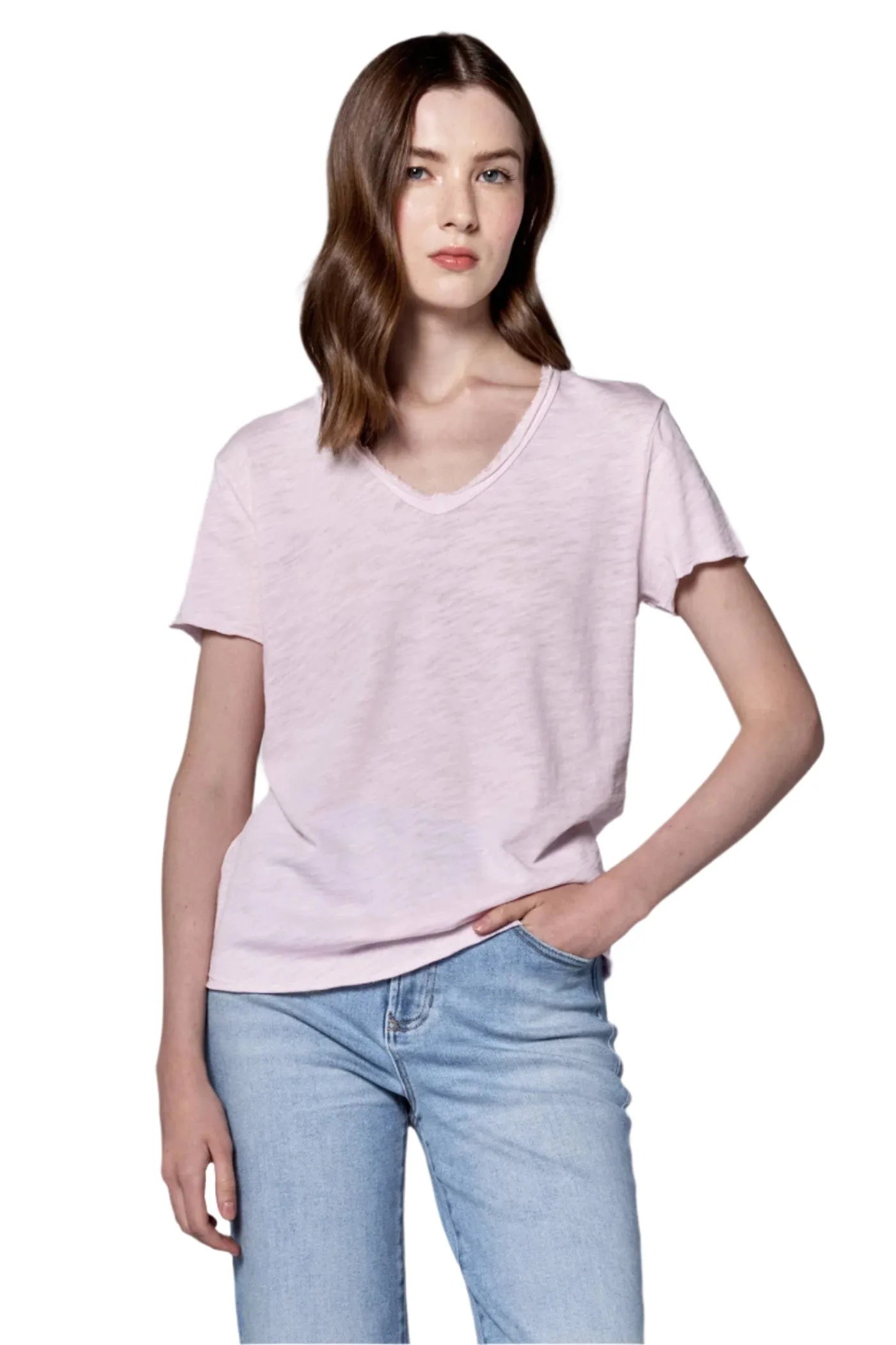 Vanya Short Sleeve Slub Tee - Pink A Boo