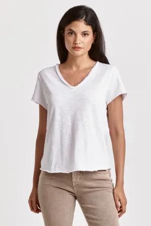 Vanya Short Sleeve Slub Tee - White