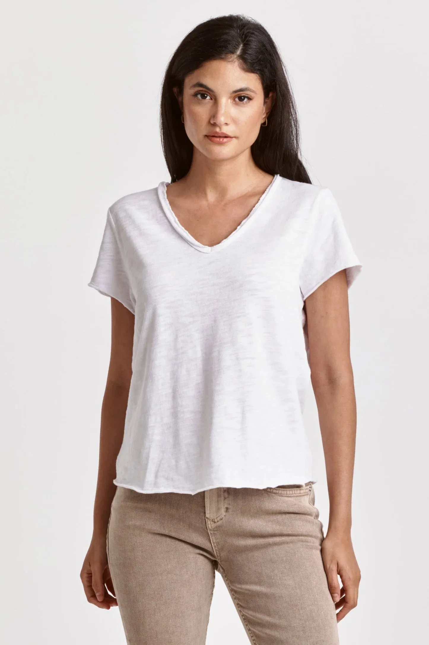 Vanya Short Sleeve Slub Tee - White