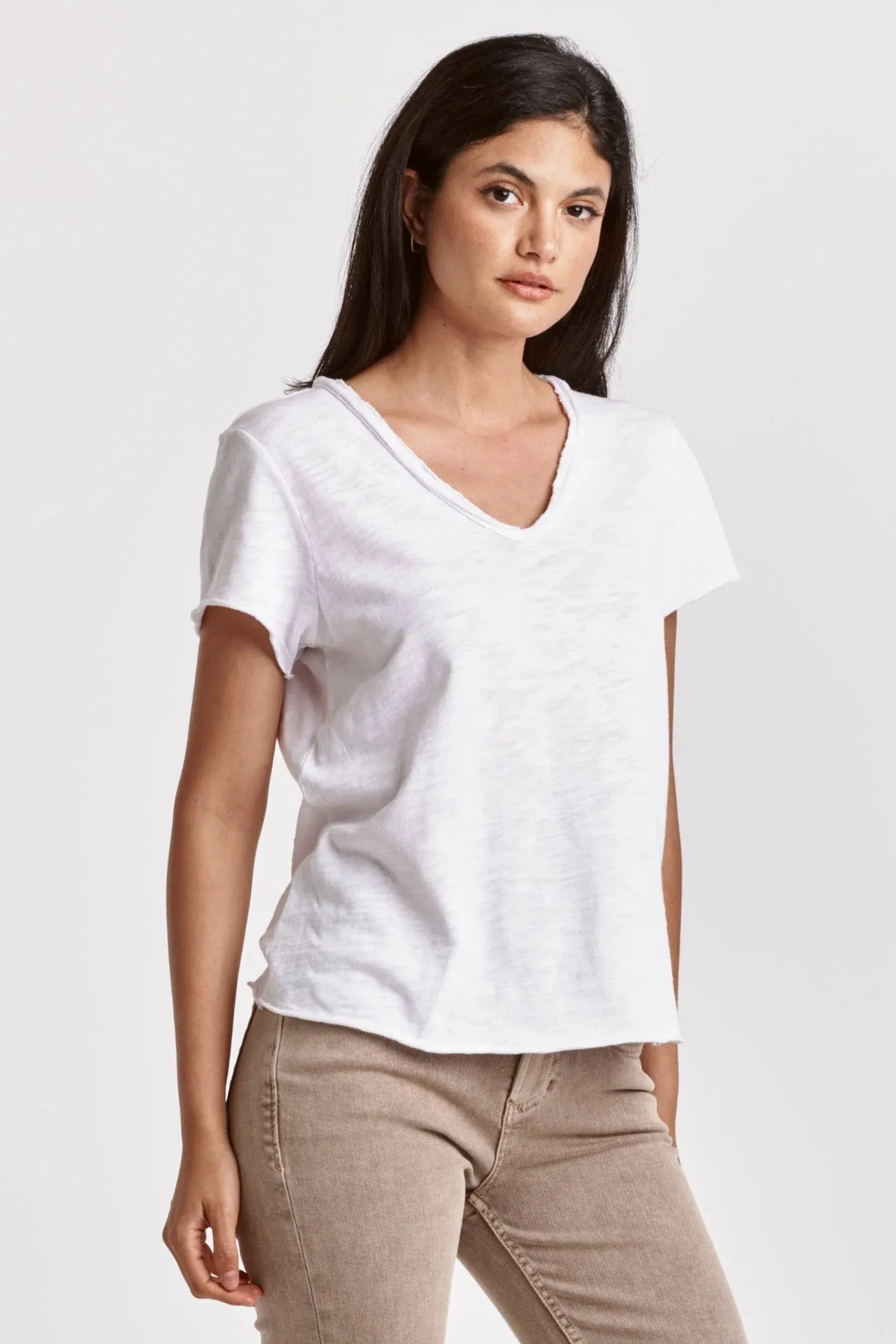 Vanya Short Sleeve Slub Tee - White