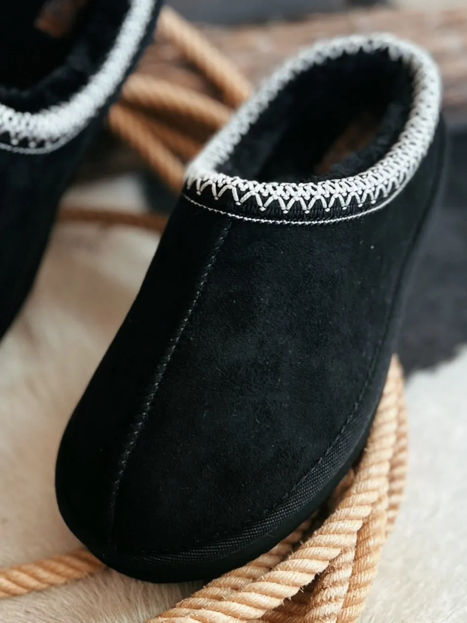 Very G Black Sparks Fuzzy Slippers*