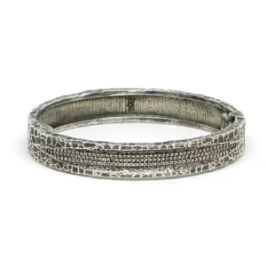 Vintage Silver Velen Crystal Inlay Bangle