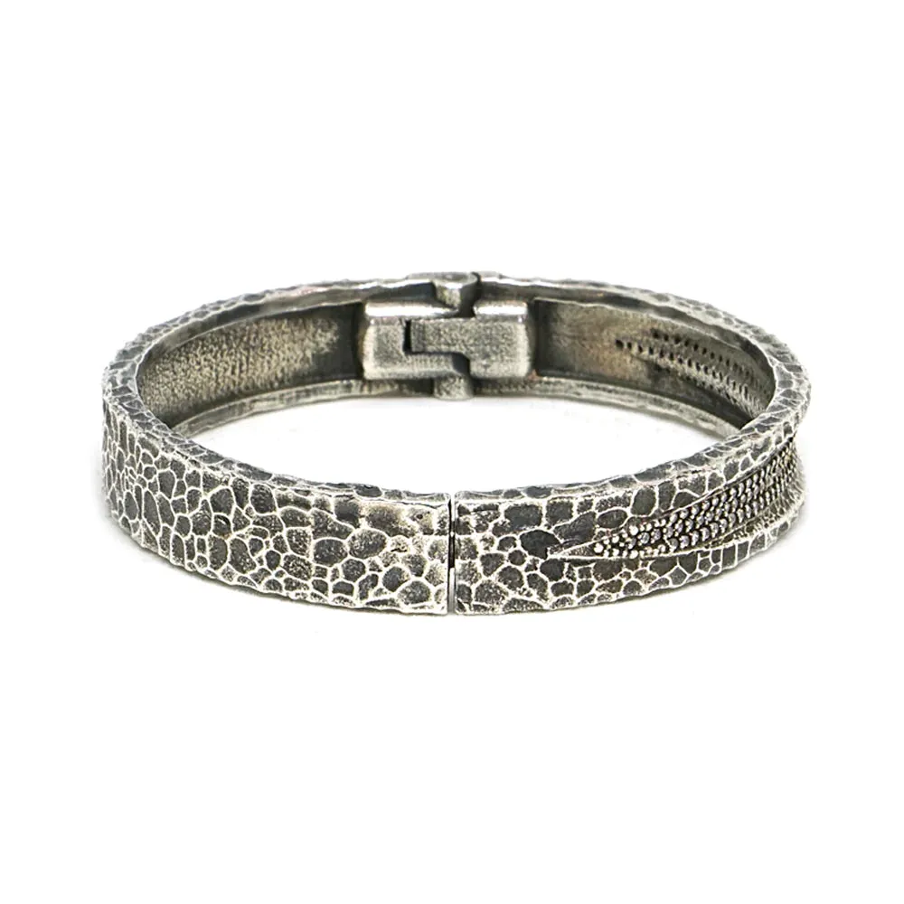 Vintage Silver Velen Crystal Inlay Bangle