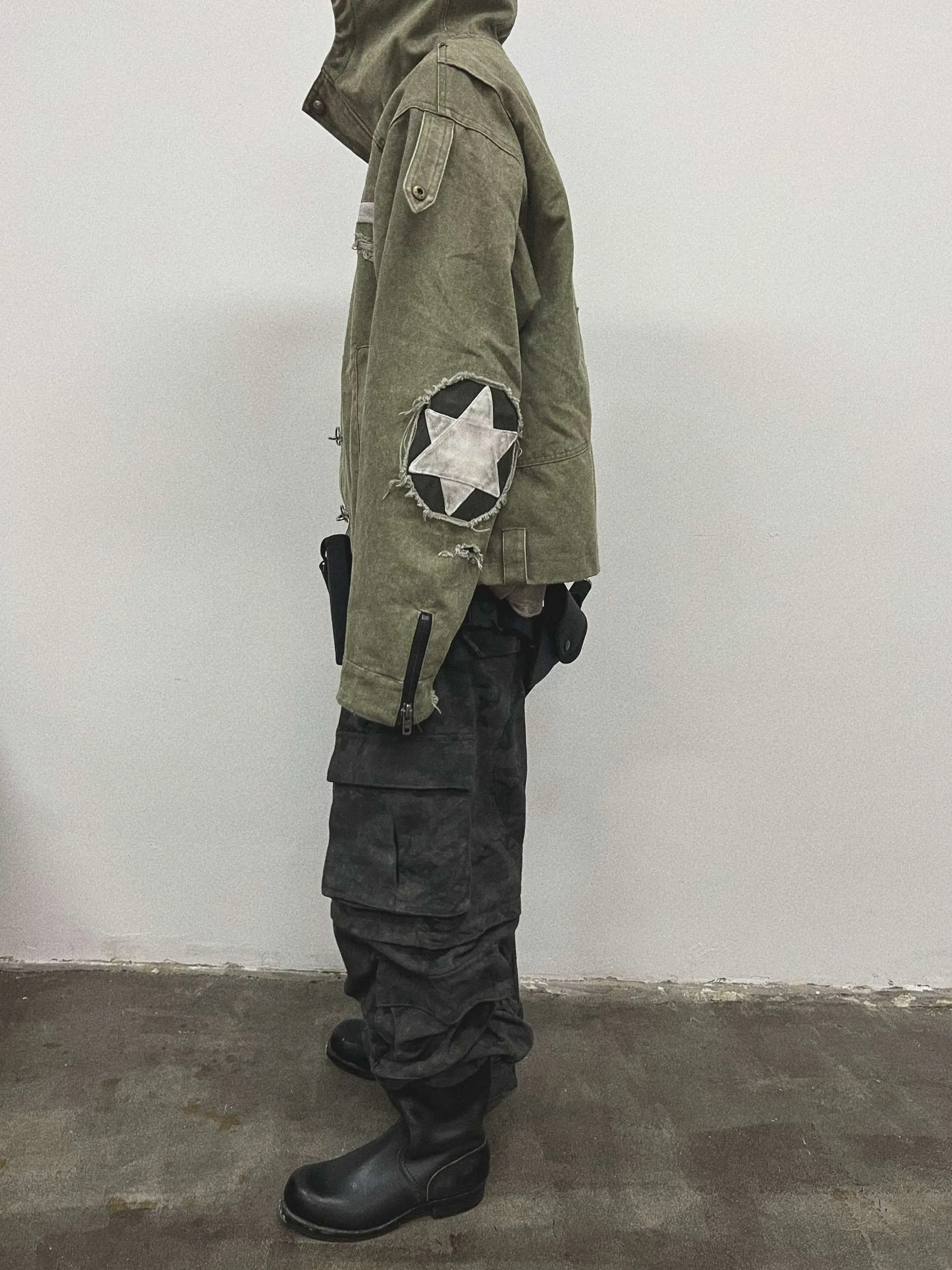 Washed and Distressed Vintage Workwear Jacket