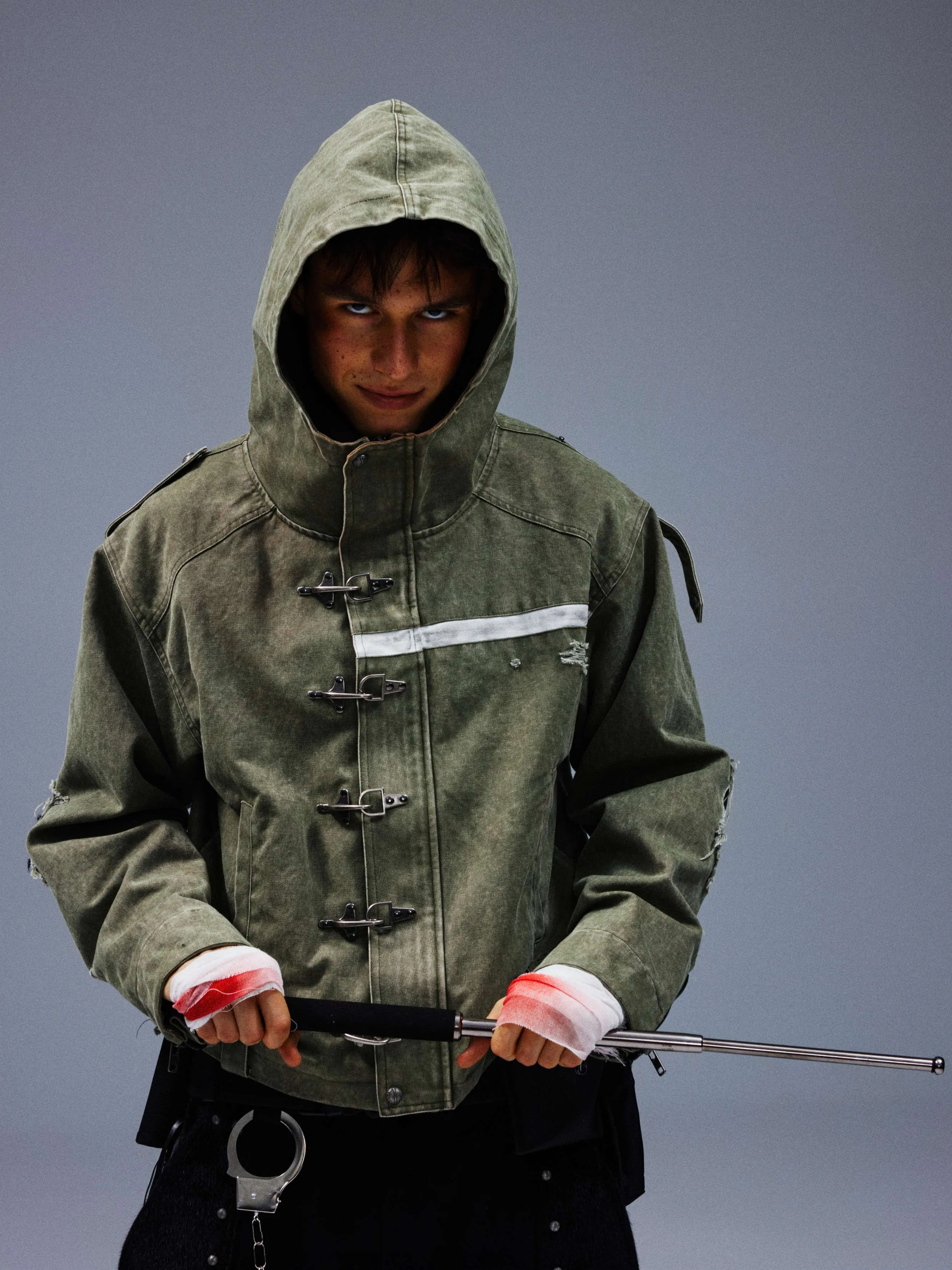 Washed and Distressed Vintage Workwear Jacket