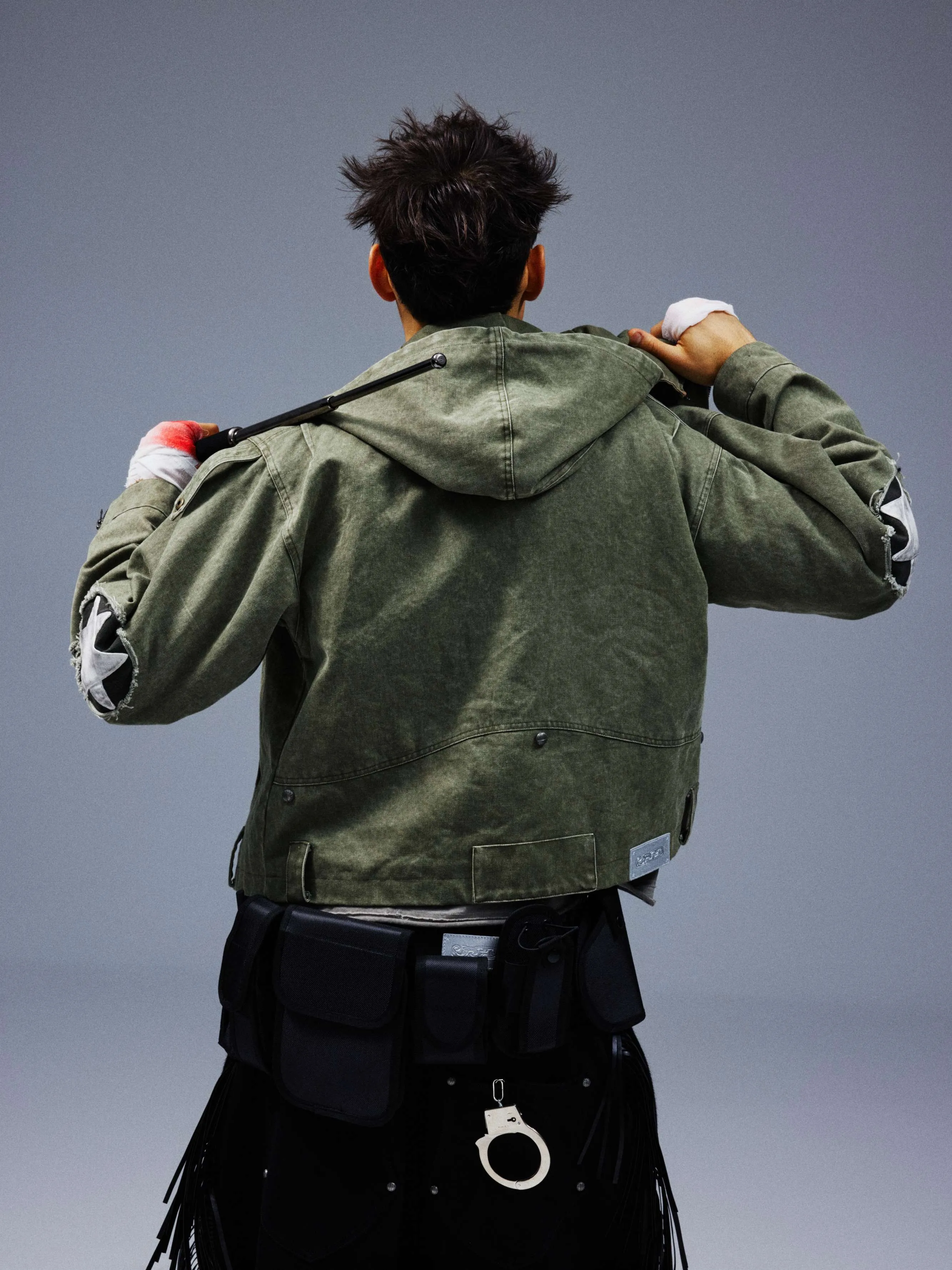 Washed and Distressed Vintage Workwear Jacket